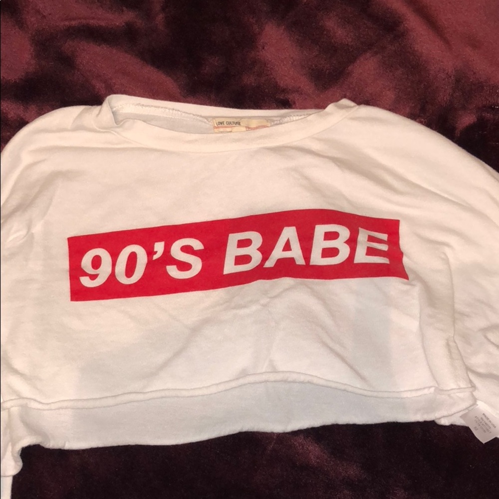 Cropped logo 90’s baby white top